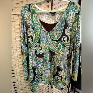 CDP & Co - Paisley Print Stretch Top & Camisole